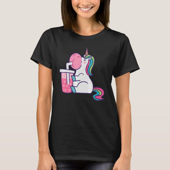 Niedliches Einhorn mit Boba Bubble Milk Tee (Vorderseite)