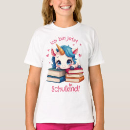 Niedliches Einhorn mit Büchern - Schulkind | T-Shirt