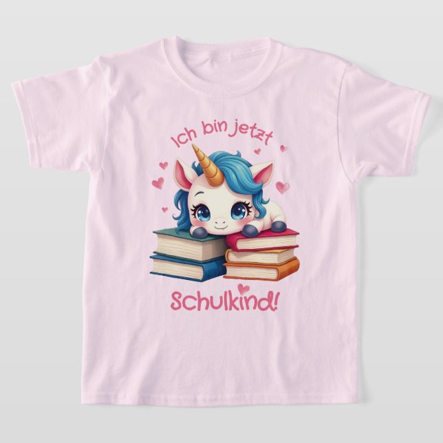 Niedliches Einhorn mit Büchern - Schulkind | T-Shirt (Ablage )