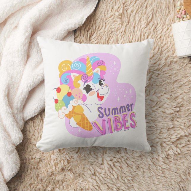 Niedliches Einhorn mit Eis Kissen (Decke)