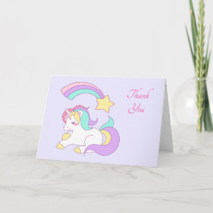 Niedliches Einhorn mit farbenfrohem Sternschnuppe- Dankeskarte