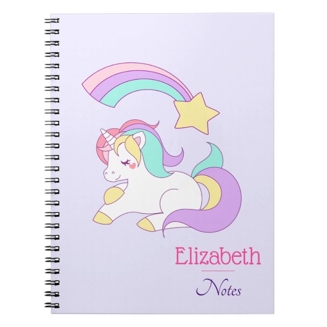 Niedliches Einhorn mit farbenfrohen Shooting Star Notizblock (Vorderseite)