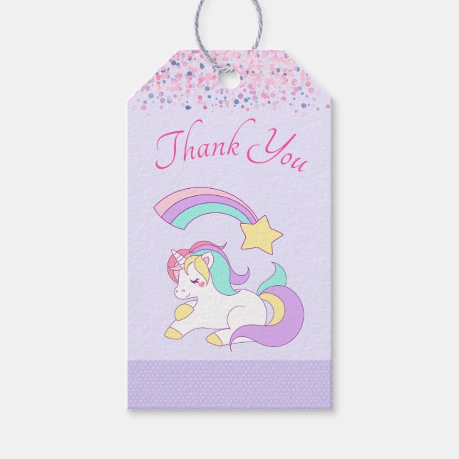 Niedliches Einhorn mit farbenfroher Shooting Star  Geschenkanhänger (Vorderseite)