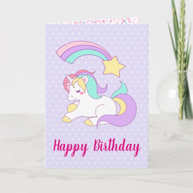 Niedliches Einhorn mit farbenfroher Shooting Star  Karte (Vorderseite)