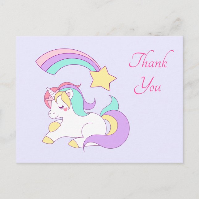 Niedliches Einhorn mit farbenfroher Shooting Star  Postkarte (Vorderseite)