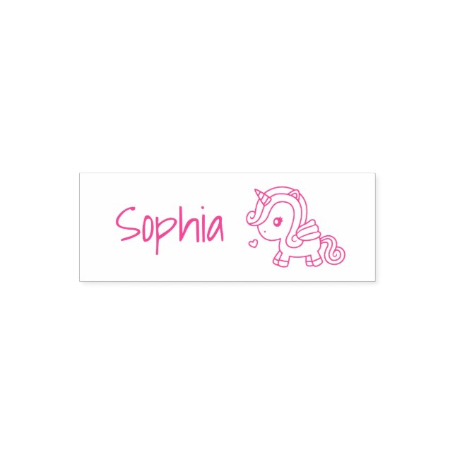 Niedliches Einhorn mit Flügeln, Personalisierte Mä Permastempel (Design)