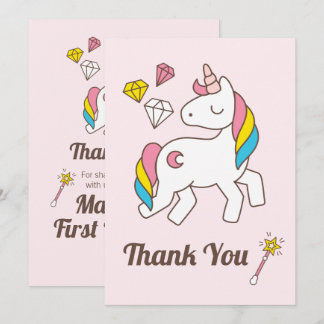 Niedliches Einhorn mit Niedlicher Wand & Diamanten Einladung