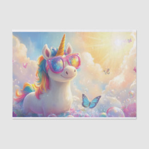 Niedliches Einhorn mit Sonnenbrille: Magisch und S Seidenpapier