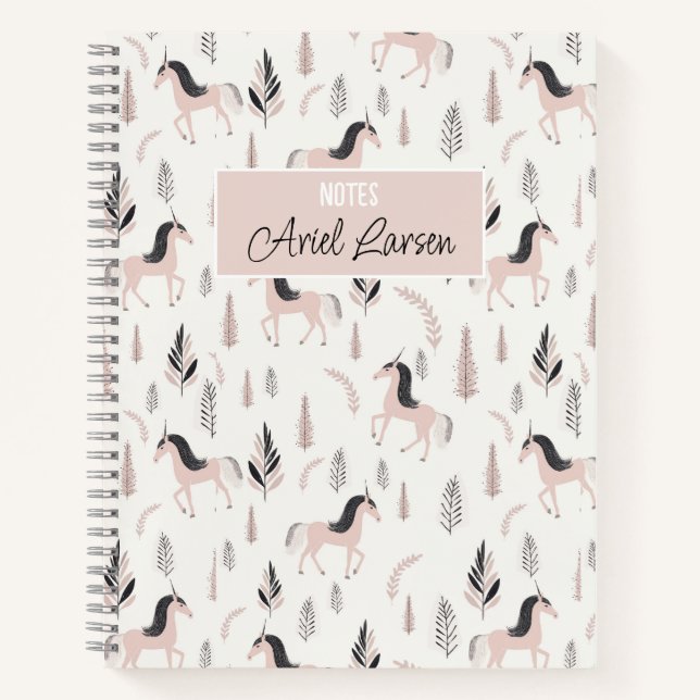 Niedliches Einhorn-Muster-Personalisiert-Notebook Notizbuch (Vorderseite)