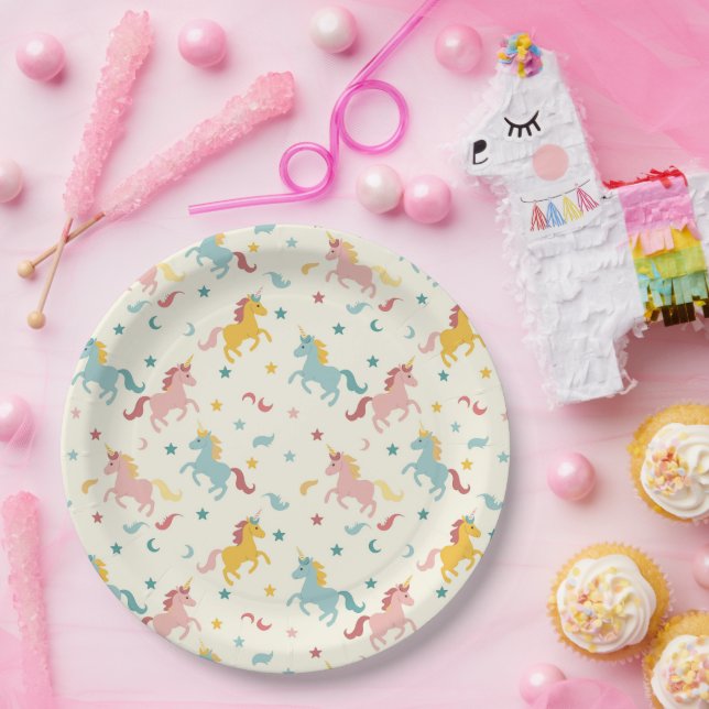 Niedliches Einhorn Pappteller (Party)