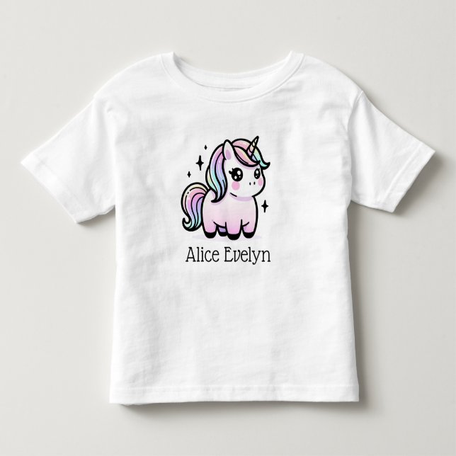 Niedliches Einhorn Personalisiert Kleinkind T-shirt (Vorderseite)