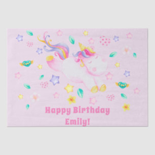 Niedliches Einhorn - Personalisiert rosa Kindergeb Seidenpapier