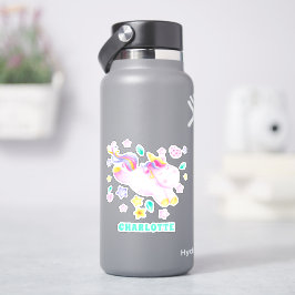 Niedliches Einhorn - Personalisierter Lavendel Kin Aufkleber
