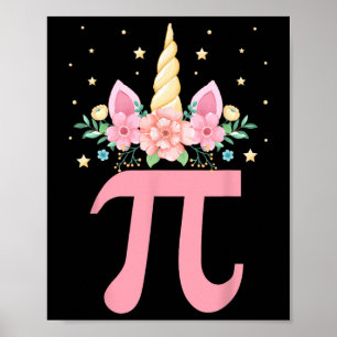 Niedliches Einhorn Pi Day Floral Kinder Jungen Mäd Poster
