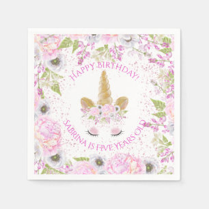 Niedliches Einhorn Pink Geburtstagsparty Whimsical Serviette
