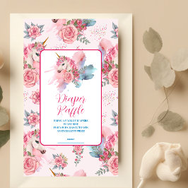 Niedliches Einhorn-Regenbogen-Diapper-Raffle Begleitkarte