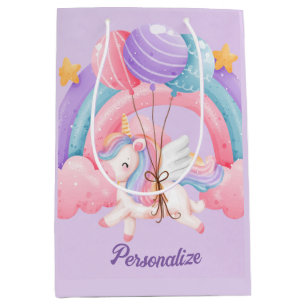Niedliches Einhorn Regenbogen Farbige Kinder Perso Mittlere Geschenktüte