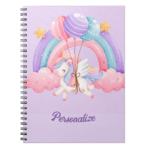 Niedliches Einhorn Regenbogen Farbige Kinder Perso Notizblock