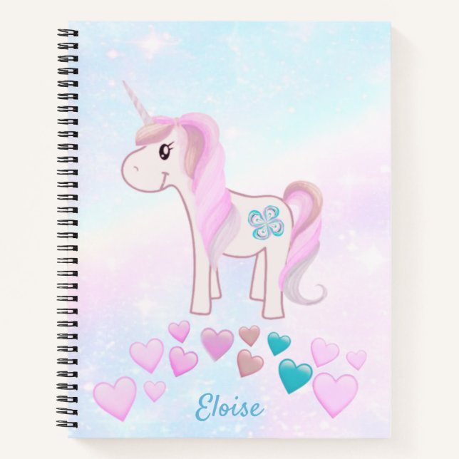 Niedliches Einhorn Regenbogen Girly Pink Notizbuch (Vorderseite)