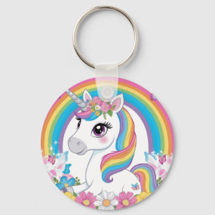 Niedliches Einhorn-Regenbogen Magisches Fantasiege Schlüsselanhänger
