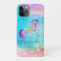 Niedliches Einhorn-Rosa Glitzer Regenbogenaqua Mon