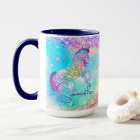 Niedliches Einhorn-Rosa Glitzer Regenbogenaqua Mon