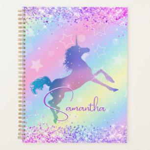 Niedliches Einhorn-Rosa Glitzer Regenbogenart Mono Planer