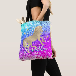 Niedliches Einhorn-Rosa Glitzer Regenbogengold Mon Tasche