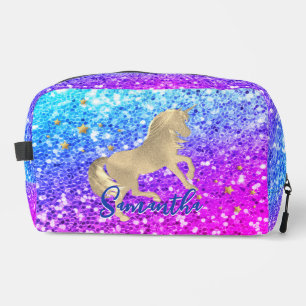 Niedliches Einhorn-Rosa Glitzer Regenbogengold Mon Waschbeutel