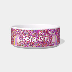Niedliches Einhorn Rosa Gold Glitzer Personalisier Napf