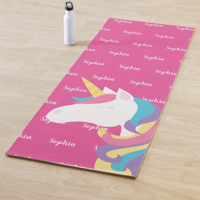 Niedliches Einhorn Rosa Personalisiert Yogamatte (Beispiel)