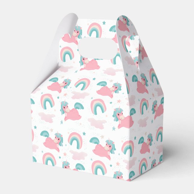 Niedliches Einhorn-Rosa- und Minzmuster Geschenkschachtel (Vorderseite)