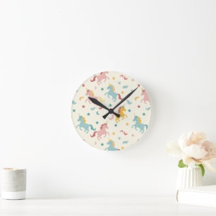 Niedliches Einhorn Runde Wanduhr