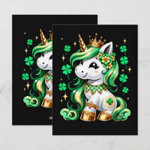 Niedliches Einhorn Shamrock St Patricks Day Feiertagskarte