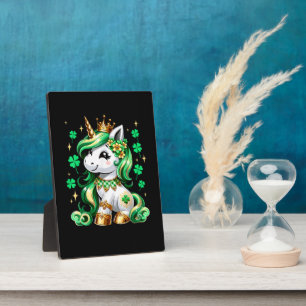 Niedliches Einhorn Shamrock St. Patrick's Day  Fotoplatte