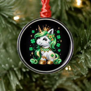 Niedliches Einhorn Shamrock St. Patrick's Day Ornament Aus Metall