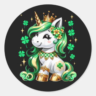 Niedliches Einhorn Shamrock St. Patrick's Day Runder Aufkleber