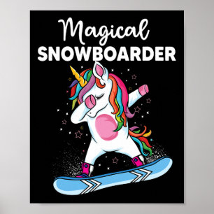 Niedliches Einhorn Snowboarden Skifahren Klettern Poster