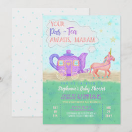 Niedliches Einhorn Tea Party Kinderdusche Einladun Einladung