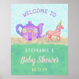 Niedliches Einhorn Tee Party Babydusche Poster