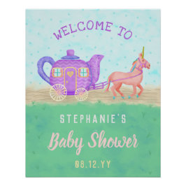Niedliches Einhorn Tee Party Babydusche Poster