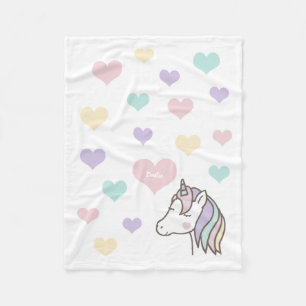Niedliches Einhorn träumen von den Herzen Girls Fleecedecke