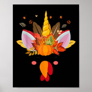 Niedliches Einhorn Türkei Gesicht Girl Herbst Gewi Poster