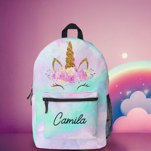 Niedliches Einhorn und Abstrakte Wasserfarbe Mit M Bedruckter Rucksack