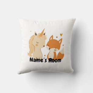 Niedliches Einhorn- und Fuchs-Kissen für das Kinde Kissen