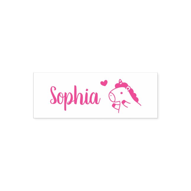 Niedliches Einhorn und Herz, Mädchenname Permastempel (Design)