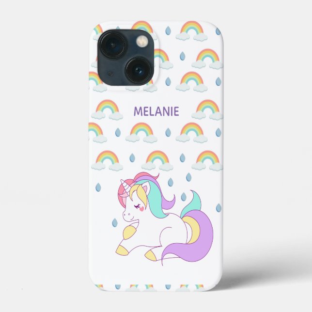 Niedliches Einhorn und Regenbogen Personalisiert  Case-Mate iPhone Hülle (Rückseite)