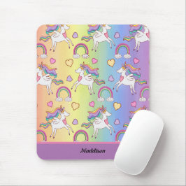 Niedliches Einhorn- und Regenbogenmuster individue Mousepad