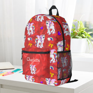 Niedliches Einhorn Verzauberte Träume Rot Bedruckter Rucksack