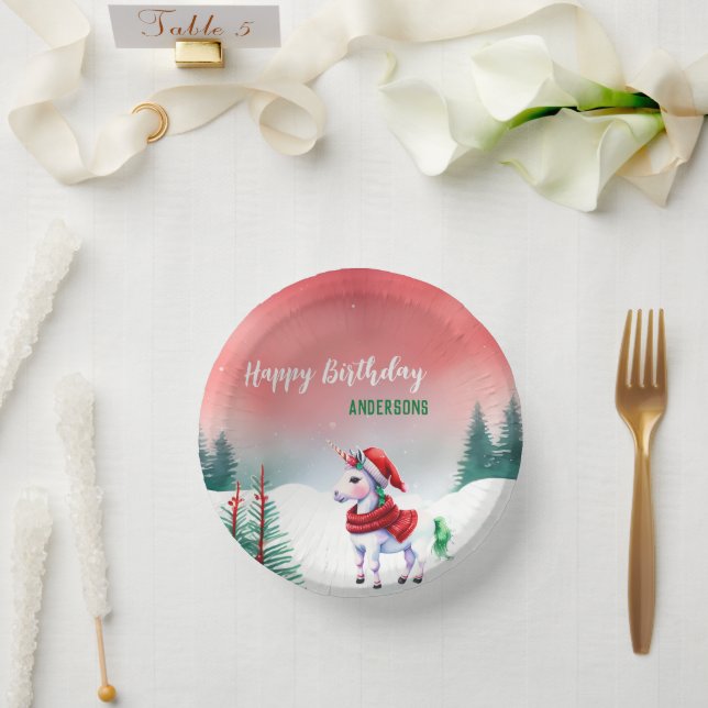 Niedliches Einhorn Weihnachten Weihnachten Geburts Pappteller (Hochzeit)